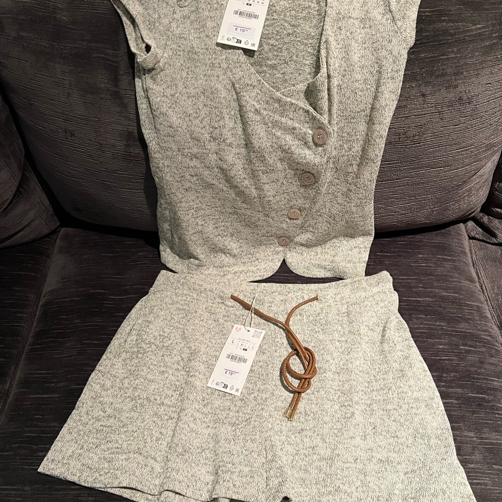Zara Gray Women's Shorts Set